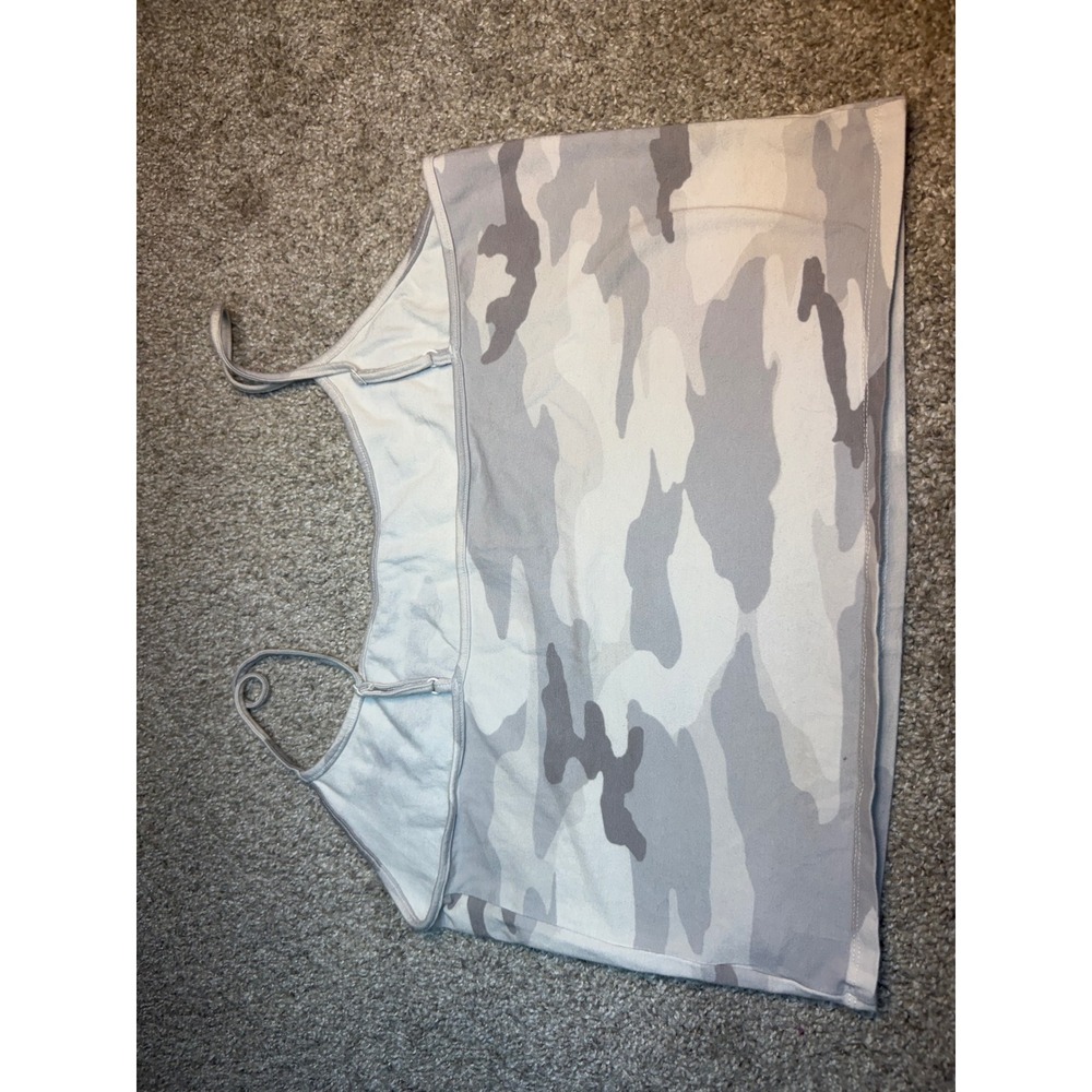 American Eagle Camo Cropped Cami Tank Top Grey White Camouflage XL - Picture 6 of 6